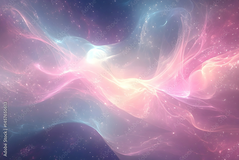 Poster abstract ethereal nebulae display of soft color gradients.