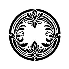 Elegant Black and White Floral Circular Design