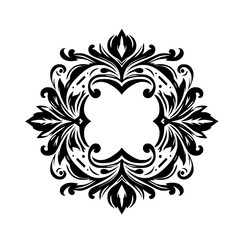 Elegant Black Floral Ornament on White Background