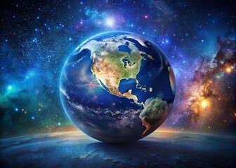 Obraz premium Celestial Globe Night Photography: Earth, Stars, and Constellations