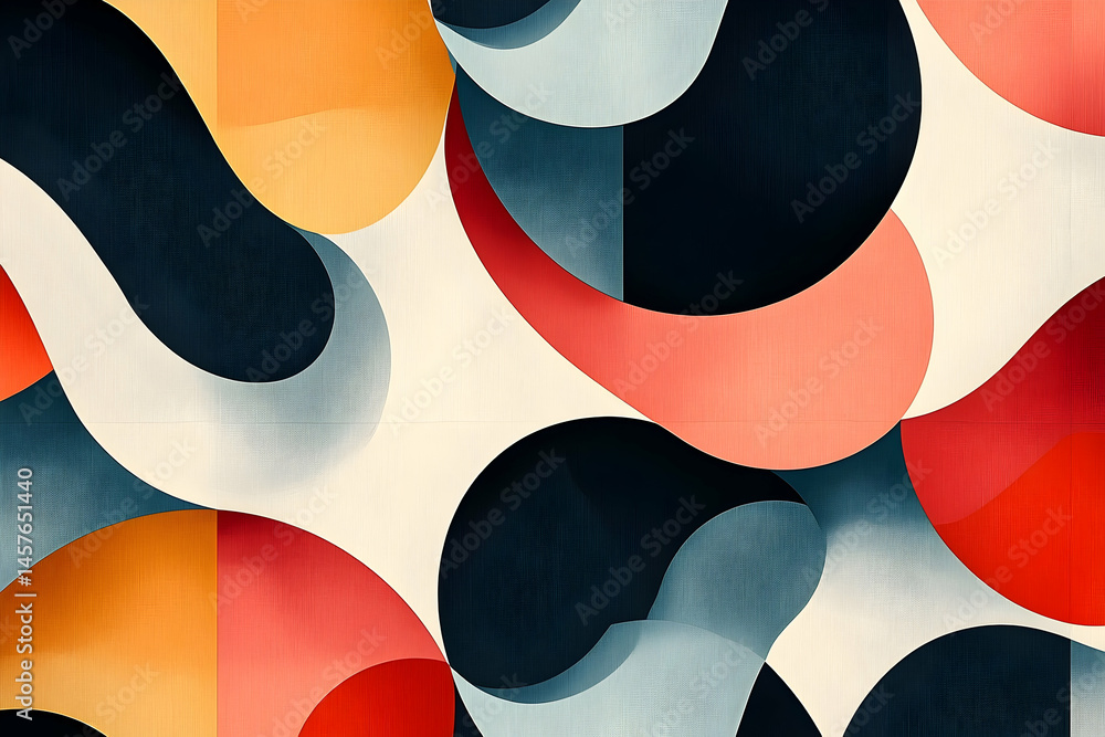 Poster abstract design with overlapping colorful forms.
