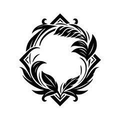 Black & White Floral Emblem: Elegant, Minimalist Design