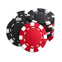 Colorful Casino Chips Stacked Together on a White Background