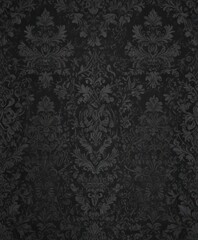 Elegant gothic damask wallpaper, rich blacks & greys, texture, brocade, black