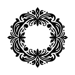 Elegant Black Floral Wreath Design, Decorative Circle Element