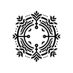 Geometric Floral Mandala Design in Black & White - Decorative Logo