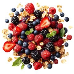 Bowl of Fruit and Nuts Vivid Berry Medley XIII Dynamic Mix Acai Isolated on Transparent Background