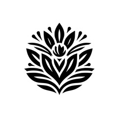 Fototapeta premium Elegant Black and White Floral Design Element on White Background