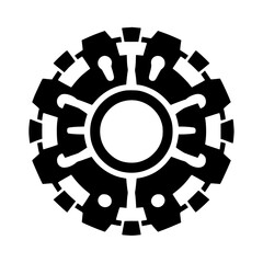 Black and White Abstract Gear Icon, Modern Minimalist Design, Technical Symbol