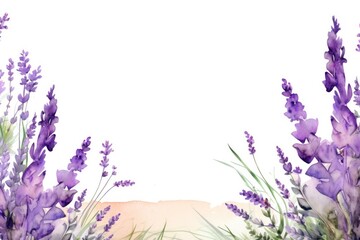 Naklejka premium Painting lavenders border landscape blossom nature.