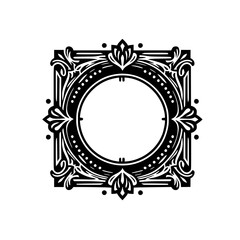 Elegant Black & White Ornamental Frame Design for Badges, Logos, and Emblems
