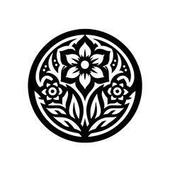 Intricate Floral Mandala Design in Black & White, Decorative Ornament