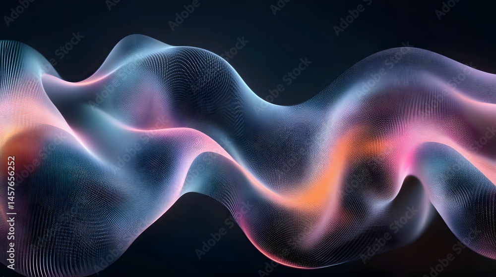 Poster abstract digital design with flowing shapes.