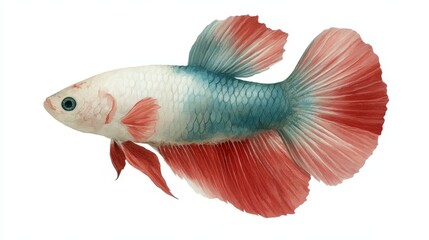 Obraz premium Striking fish with red and blue fins, a captivating underwater portrait for marine life enthusiasts