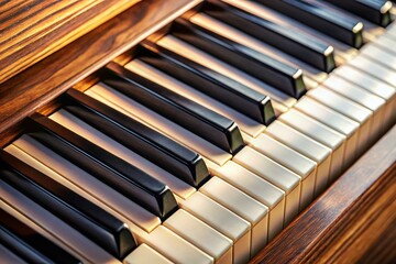 Close-Up Aerial View of Piano Keys: Musical Instrument Texture