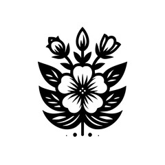 Fototapeta premium Black and White Floral Vector Illustration on White Background