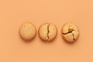 Sweet cookies on brown background