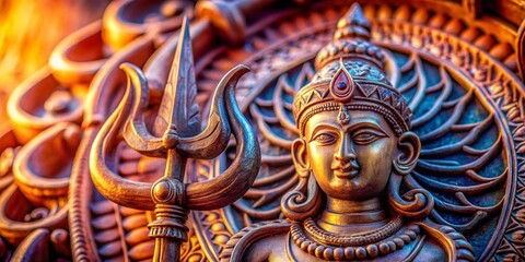 Fototapeta premium Close-Up of Shiva's Trishul and Damaru: Sacred Hindu Symbols