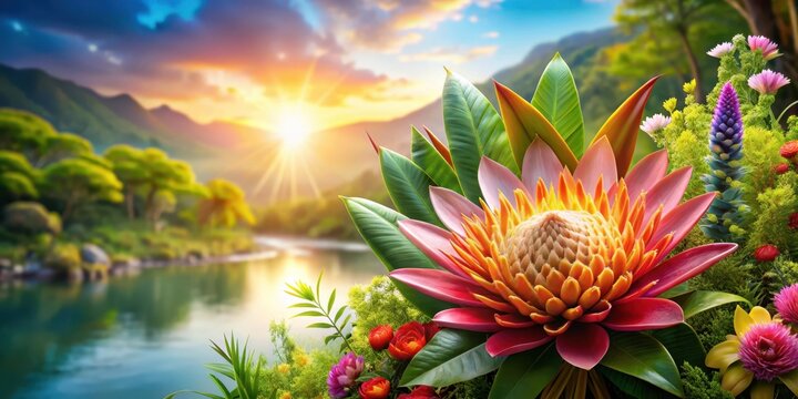 Exotic paradise flower in full bloom , flower arrangement