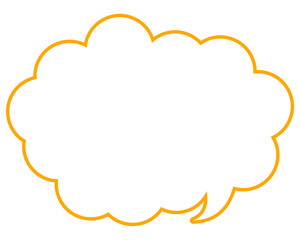 シンプルなカラー線の吹き出し　丸みのある雲形