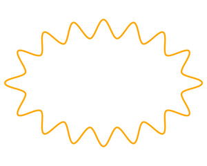 シンプルなカラー線の吹き出し　細長い丸みのあるギザギザした形