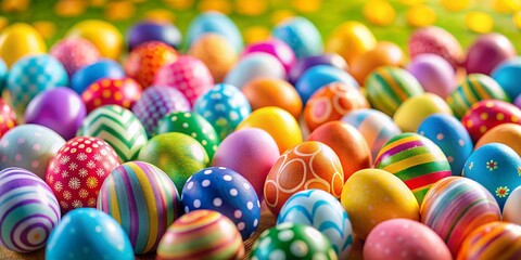 Fototapeta premium Colorful Easter Eggs Festive Spring Holiday Decoration Background