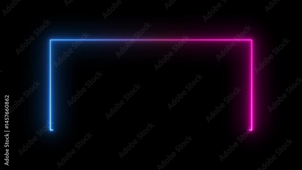 Poster abstract neon glowing frame background. colorful laser show seamless loop 4k border. neon rectangle 