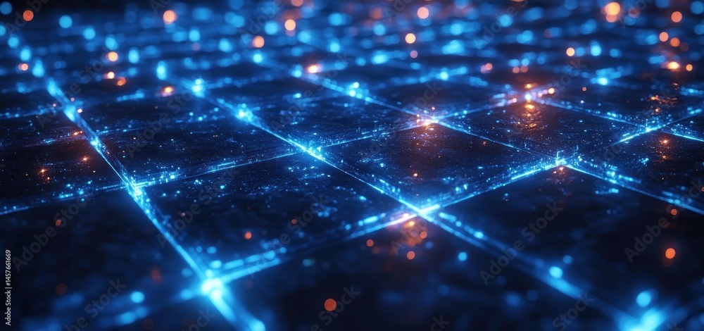 Poster abstract digital grid: futuristic network visualization
