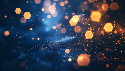 Abstract Technology Background with Glowing Hexagons and Network Connections