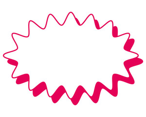 シンプルなカラー線の吹き出し　細長い丸みのあるギザギザした形