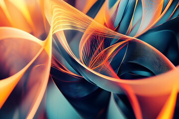 Abstract design of swirling, colorful ribbons.