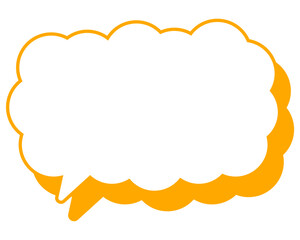 シンプルなカラー線の吹き出し　細長い雲形