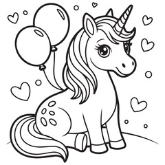 Free vector cute coloring book with unicorn -unicorn love coloring pages 