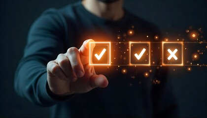 Person Selecting Options Online Decision Making Process Choice Checkmarks