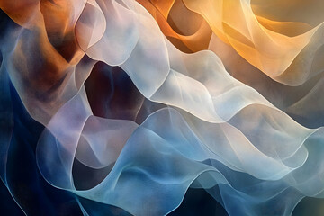 Obraz premium Soft, flowing fabrics in a spectrum of warm and cool tones.