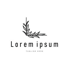 botanical logo design concept simple line template illustration symbol of natural power elegant suitable as a symbol or decoration
