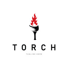 illustration of a vintage retro minimalist design of a torch logo with a black silhouette as a brand symbol template for a business or product