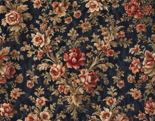 Elegant royal floral textile pattern, intricate vintage design, vine, elegant