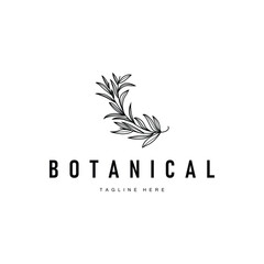 botanical logo design concept simple line template illustration symbol of natural power elegant suitable as a symbol or decoration