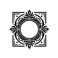 Elegant Black and White Ornamental Frame, Decorative Design