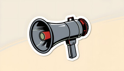 Naklejka premium Cartoon megaphone vintage sticker png, asian style. isolated with white highlights