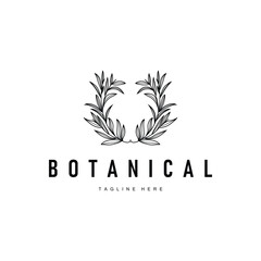 Fototapeta premium botanical logo design concept simple line template illustration symbol of natural power elegant suitable as a symbol or decoration