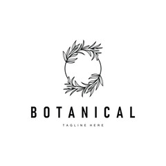 botanical logo design concept simple line template illustration symbol of natural power elegant suitable as a symbol or decoration