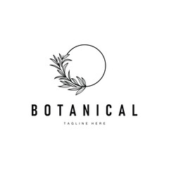 botanical logo design concept simple line template illustration symbol of natural power elegant suitable as a symbol or decoration