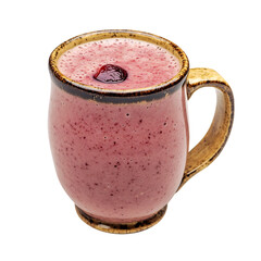 Cherry Vanilla Smoothie in Ceramic Mug Isolated on Transparent Background