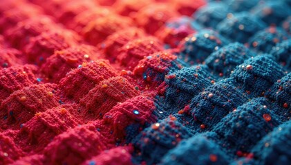 Close-up of repeating textile design, intricate woven texture, colorful, abstract