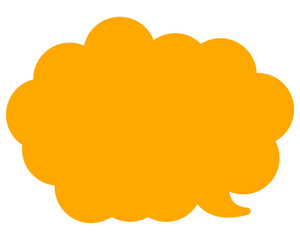 シンプルなカラーの吹き出し　丸みのある雲形