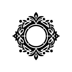 Elegant Monochromatic Decorative Floral Frame Design Element