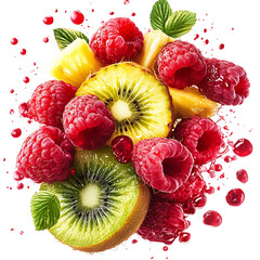 Modern Vibrant Pop Art Raspberry Pi Fruit Isolated on Transparent Background