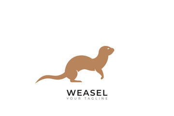 Weasel silhouette vector design, jump weasel logo with simple and minimalist design